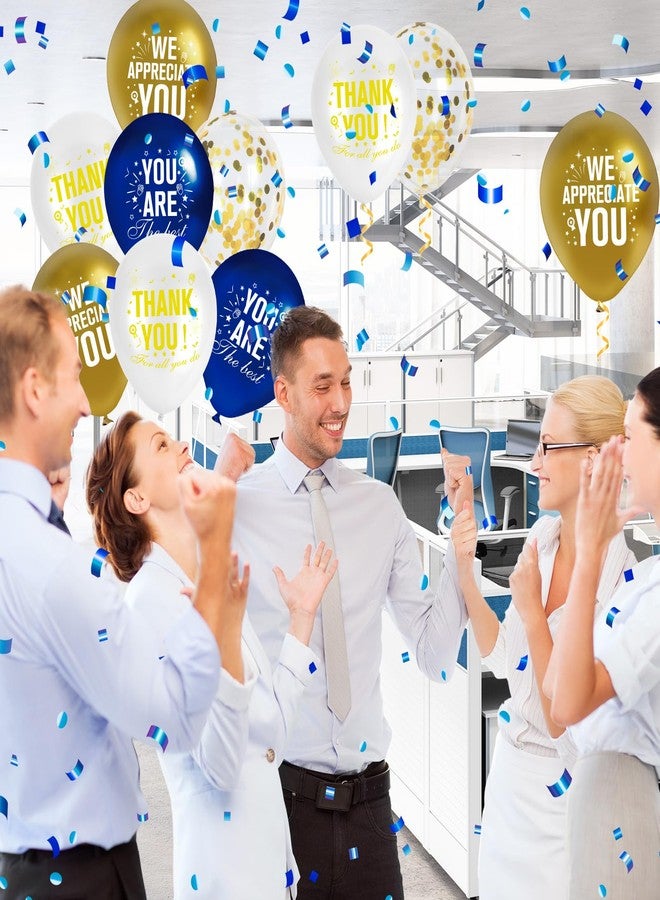 Yoirrat Thank You Balloons We Appreciate You Decorations Blue and Gold Employee Appreciation Balloons Decorations Employee Staff Appreciation Gifts Thank You for All You Do Balloons for Staff Teacher Nurse - Image 2